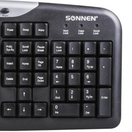 Набор проводной SONNEN KB-S110, USB, клавиатура 116 клавиш, мышь 3 кнопки, 1000 dpi, черный/серебристый, 511284