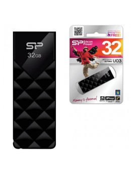 Флэш-диск 32 GB, SILICON POWER Ultima U03, USB 2.0, черный, SP32GBUF2U03V1K