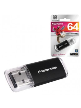 Флэш-диск 64 GB, SILICON POWER Ultima II-I Series, USB 2.0, металлический корпус, черный, SP64GBUF2M01V1K