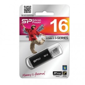 Флэш-диск 16 GB, SILICON POWER Ultima II-I Series, USB 2.0, металлический корпус, черный, SP16GBUF2M01V1K