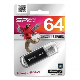 Флэш-диск 64 GB, SILICON POWER Ultima II-I Series, USB 2.0, металлический корпус, черный, SP64GBUF2M01V1K