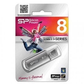 Флэш-диск 8 GB, SILICON POWER Ultima II-I Series, USB 2.0, металлический корпус, серебристый, SP08GBUF2M01V1S