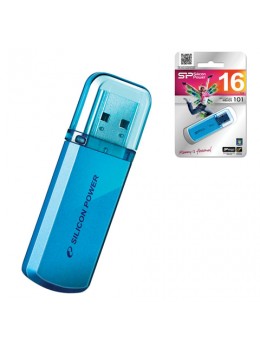 Флэш-диск 16 GB, SILICON POWER Helios 101, USB 2.0, металлический корпус, голубой, SP16GBUF2101V1B