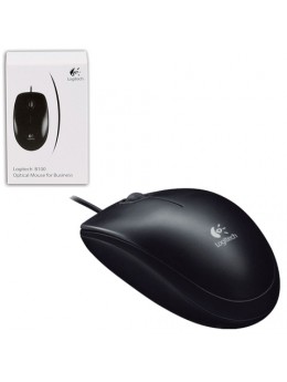 Мышь проводная LOGITECH B100, USB, 2 кнопки + 1 колесо-кнопка, оптическая, черная, 910-003357