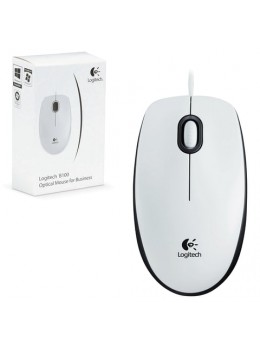 Мышь проводная LOGITECH B100, USB, 2 кнопки + 1 колесо-кнопка, оптическая, белая, 910-003360 Мышь проводная LOGITECH B100, USB, 2 кнопки + 1 колесо-кнопка, оптическая, белая, 910-003360