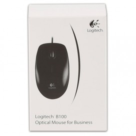 Мышь проводная LOGITECH B100, USB, 2 кнопки + 1 колесо-кнопка, оптическая, черная, 910-003357