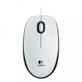 Мышь проводная LOGITECH B100, USB, 2 кнопки + 1 колесо-кнопка, оптическая, белая, 910-003360