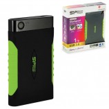 Диск жесткий внешний HDD SILICON POWER Armor A15, 1 TB, USB 3.0, ударостойкий, черный/зеленый, SP10TBPHDA15S3K