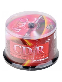 Диски CD-R VS 700Mb 52x, КОМПЛЕКТ 50 шт., Cake Box, VSCDRCB5001