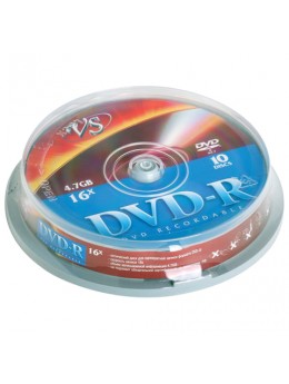 Диски DVD-R VS 4,7 Gb, КОМПЛЕКТ 10 шт., Cake Box, VSDVDRCB1001