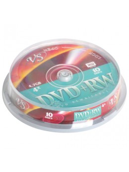 Диски DVD + RW VS 4,7 Gb 4x, КОМПЛЕКТ 10 шт., Cake Box, VSDVDPRWCB1001