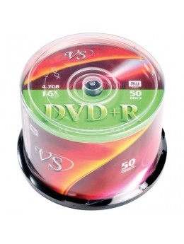 Диски DVD+R VS 4,7 Gb 16x, КОМПЛЕКТ 50 шт., Cake Box, VSDVDPRCB5001