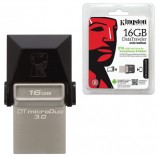 Флэш-диск 16 GB, KINGSTON DataTraveler MicroDuo, OTG+USB 3.0, черный, DTDUO3/16GB