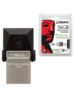 Флэш-диск 16 GB, KINGSTON DataTraveler MicroDuo, OTG+USB 3.0, черный, DTDUO3/16GB