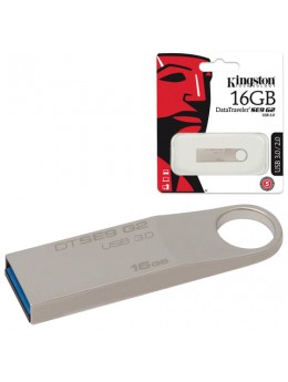 Флэш-диск 16 GB, KINGSTON DataTraveler SE9 G2, USB 3.0, металлический корпус, серебристый, DTSE9G2/16GB