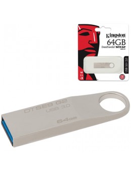 Флэш-диск 64 GB, KINGSTON DataTraveler SE9 G2, USB 3.0, металлический корпус, серебристый, DTSE9G2/64GB