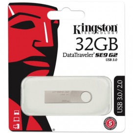 Флэш-диск 32 GB, KINGSTON DataTraveler SE9 G2, USB 3.0, металлический корпус, серебристый, DTSE9G2/32GB