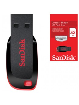 Флэш-диск 32 GB, SANDISK Cruzer Blade, USB 2.0, черный/красный, SDCZ50-032G-B35