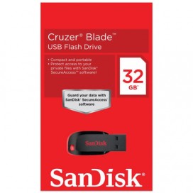 Флэш-диск 32 GB, SANDISK Cruzer Blade, USB 2.0, черный/красный, SDCZ50-032G-B35