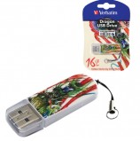 Флэш-диск 16 GB, VERBATIM Mini Tattoo Edition Dragon, USB 2.0, белый с рисунком, 49888