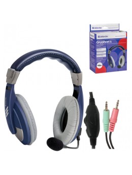 Наушники с микрофоном (гарнитура) DEFENDER Gryphon HN-750, проводная, 2 м, синяя, 63748