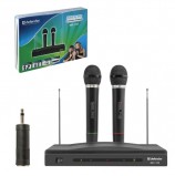 Микрофоны DEFENDER MIC-155, набор, беспроводные, радио 87-92 МГц, радиус действия 30 м, черные, 64155