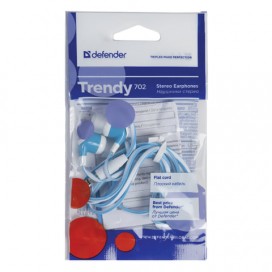 Наушники DEFENDER Trendy 702, проводные, 1,1 м, вкладыши, белые с голубым, 63702