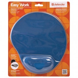 Коврик для мыши DEFENDER Easy Work, синий, полиуретан+покрытие лайкра, 260х225х5 мм, синий, 50916
