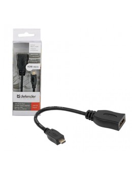 Кабель-переходник HDMI-micro HDMI, 14,5 см, DEFENDER, F-M, для передачи цифрового аудио-видео, 87301