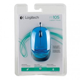 Мышь проводная LOGITECH M105, USB, 2 кнопки + 1 колесо-кнопка, оптическая, синяя, 910-003105