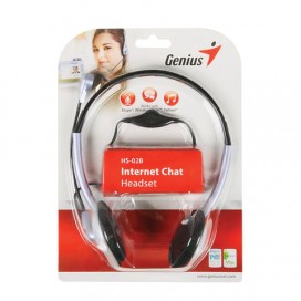 Наушники с микрофоном (гарнитура) GENIUS HS-02B, проводная, 1,8 м, стерео, накладная, mini jack 3,5 мм, 31710037100