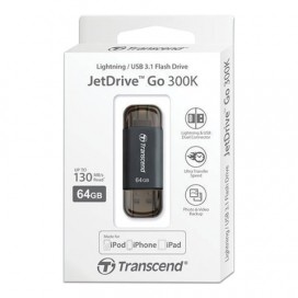 Флэш-диск 64 GB, TRANSCEND JetDrive Go 300, USB 3.1, черный, подключение к IPhone (iPad), TS64GJDG300K