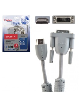 Кабель HDMI-DVI-D, 5 м, BELSIS, 2 фильтра, для передачи цифрового видео, блистер, BW1762