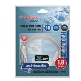 Кабель HDMI-mini HDMI, 1,8 м, BELSIS, M-M, 2 фильтра, для передачи цифрового аудио-видео, BW1454