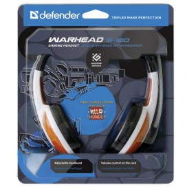 Наушники с микрофоном (гарнитура) DEFENDER Warhead G-120, проводные, 2 м, стерео, бело-красные, 64098