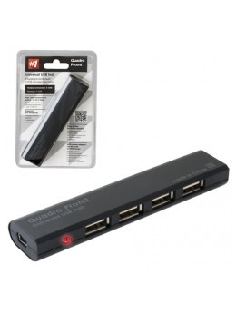 Хаб DEFENDER Quadro Promt, USB 2.0, 4 порта, порт для питания, черный, 83200