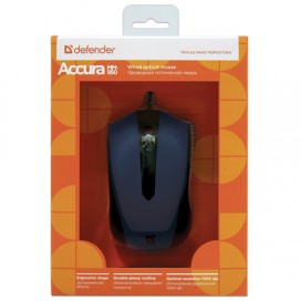 Мышь проводная DEFENDER ACCURA MM-950, USB, 2 кнопки + 1 колесо-кнопка, оптическая, чёрно-синяя, 52952