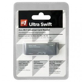 Картридер DEFENDER Ultra Swift, USB 2.0, порты SD, MMC, TF, M2, XD, MS, 83260