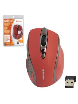 Мышь беспроводная DEFENDER Safari MM-675, USB, 5 кнопок + 1 колесо-кнопка, оптическая, красная, 52676