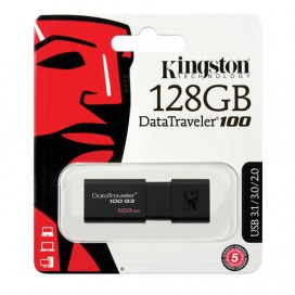 Флэш-диск 128 GB, KINGSTON DataTraveler 100 G3, USB 3.0, черный, DT100G3/128GB