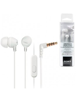 Наушники с микрофоном (гарнитура) SONY MDR-EX15AP, проводные, 1,2 м, вкладыши, стерео, белые, MDREX15APW.CE7