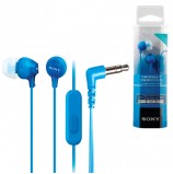 Наушники с микрофоном (гарнитура) SONY MDR-EX15AP, проводные, 1,2 м, вкладыши, стерео, голубые, MDREX15APLI.CE7