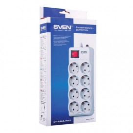 Сетевой фильтр SVEN Optima Pro, 8 розеток, 3,1 м, серый, SV-0231031GRPro