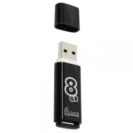 Флэш-диск 8 GB, SMARTBUY Glossy, USB 2.0, черный, SB8GBGS-K
