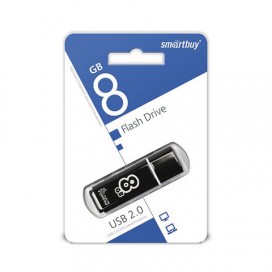 Флэш-диск 8 GB, SMARTBUY Glossy, USB 2.0, черный, SB8GBGS-K
