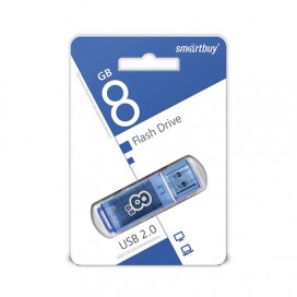 Флэш-диск 8 GB, SMARTBUY Glossy, USB 2.0, синий, SB8GBGS-B