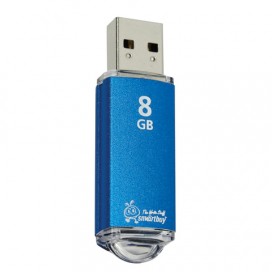 Флэш-диск 8 GB, SMARTBUY V-Cut, USB 2.0, металлический корпус, синий, SB8GBVC-B