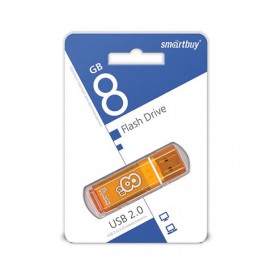 Флэш-диск 8 GB, SMARTBUY Glossy, USB 2.0, оранжевый, SB8GBGS-Or