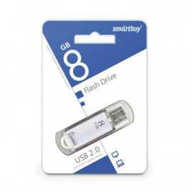 Флэш-диск 8 GB, SMARTBUY V-Cut, USB 2.0, металлический корпус, серебристый, SB8GBVC-S