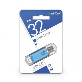 Флэш-диск 32 GB, SMARTBUY V-Cut, USB 2.0, металлический корпус, синий, SB32GBVC-B